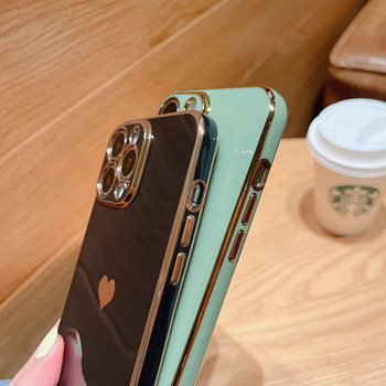 Soft Love Heart Electroplated Case за iPhone 11 12 13 14 15 Pro Max XS Max X XR 7 8 Plus SE 2020 Mini противоударен силиконов капак