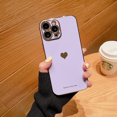 Ηλεκτρική θήκη Soft Love Heart για iPhone 11 12 13 14 15 Pro Max XS Max X XR 7 8 Plus SE 2020 Mini κάλυμμα σιλικόνης