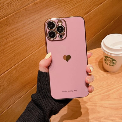 Ηλεκτρική θήκη Soft Love Heart για iPhone 11 12 13 14 15 Pro Max XS Max X XR 7 8 Plus SE 2020 Mini κάλυμμα σιλικόνης