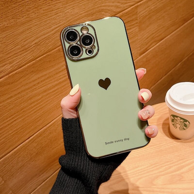 Ηλεκτρική θήκη Soft Love Heart για iPhone 11 12 13 14 15 Pro Max XS Max X XR 7 8 Plus SE 2020 Mini κάλυμμα σιλικόνης
