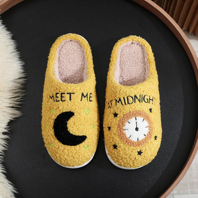 Colorful Warm Meet Me At Midnight Slippers Cushion Slides Soft Comfort Κοντό βελούδινο Γυναικείο Cartoon Παντόφλες House Funny Flat παπούτσια