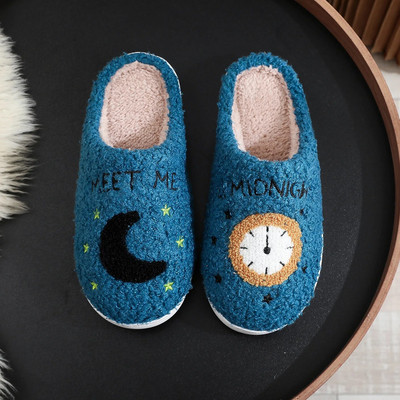 Colorful Warm Meet Me At Midnight Slippers Cushion Slides Soft Comfort Κοντό βελούδινο Γυναικείο Cartoon Παντόφλες House Funny Flat παπούτσια