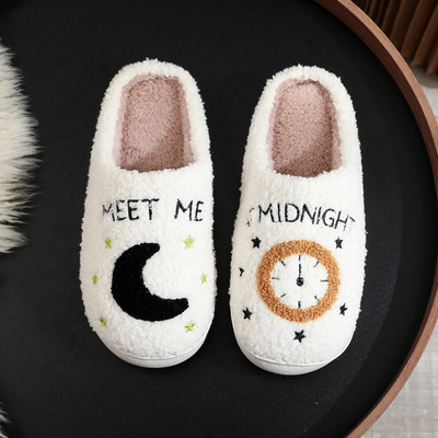 Colorful Warm Meet Me At Midnight Slippers Cushion Slides Soft Comfort Κοντό βελούδινο Γυναικείο Cartoon Παντόφλες House Funny Flat παπούτσια