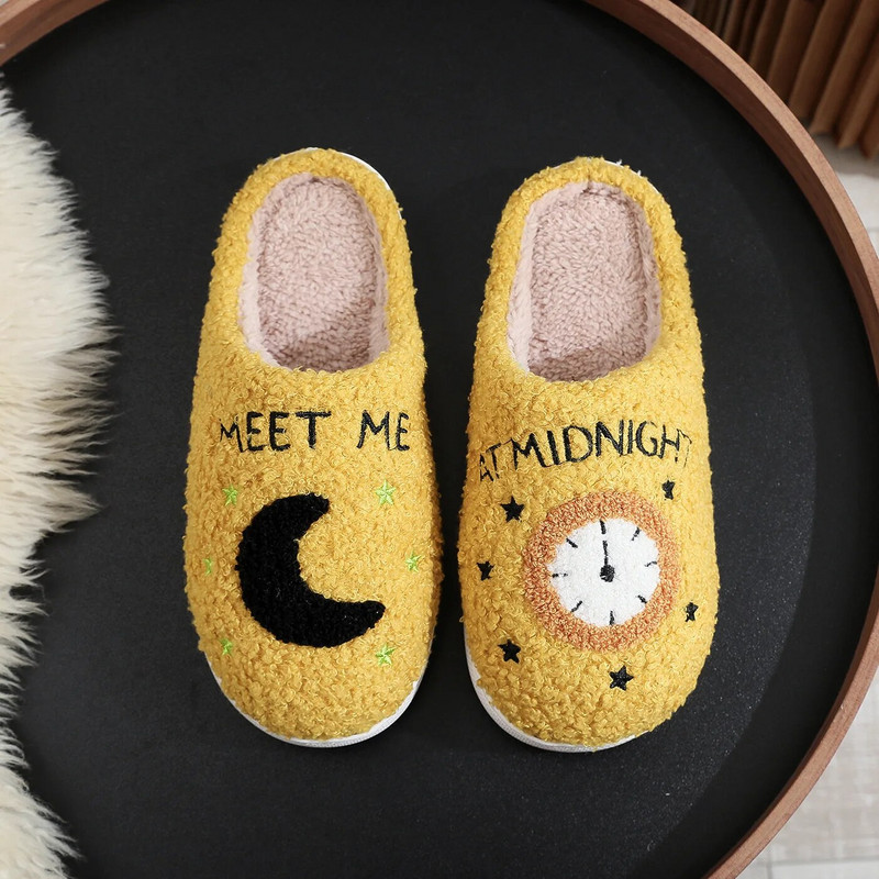 Colorful Warm Meet Me At Midnight Slippers Cushion Slides Soft Comfort Κοντό βελούδινο Γυναικείο Cartoon Παντόφλες House Funny Flat παπούτσια