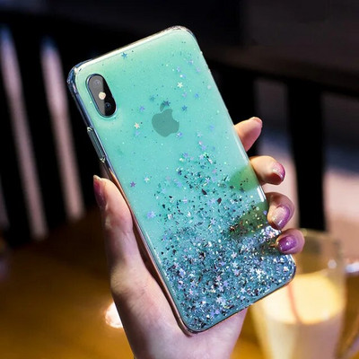 Luxus Gradient Glitter Star tok iPhone 13 mini 12 Pro Max 11 Pro XR XS X iPhone 8 7 6S 6 Plus Soft Clear TPU burkolathoz