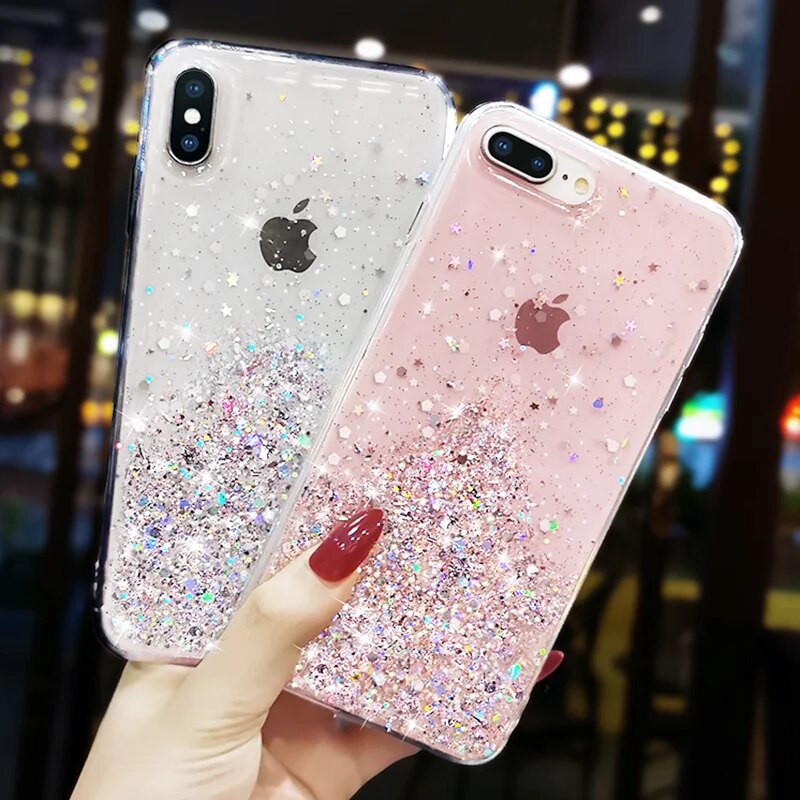 Luxus Gradient Glitter Star tok iPhone 13 mini 12 Pro Max 11 Pro XR XS X iPhone 8 7 6S 6 Plus Soft Clear TPU burkolathoz