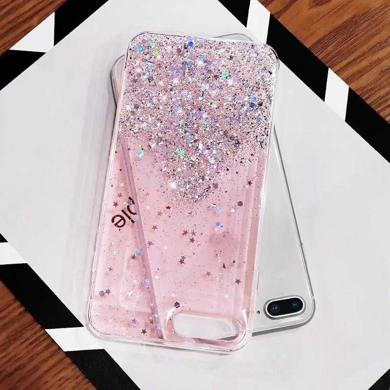 Luxus Gradient Glitter Star tok iPhone 13 mini 12 Pro Max 11 Pro XR XS X iPhone 8 7 6S 6 Plus Soft Clear TPU burkolathoz
