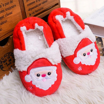Прохождащо момиче Пантофи за момче Зимни плюшени топли анимационни елени на Дядо Коледа Коледни подаръци Детски домашни обувки Обувки за малко дете