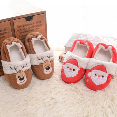 Παντόφλες για νήπια κοριτσάκια για αγόρι Χειμερινά βελούδινα Ζεστά κινούμενα σχέδια Άγιος Βασίλης ελάφια Χριστουγεννιάτικα δώρα Παιδικά σπιτικά παπούτσια Μικρά παιδικά παπούτσια