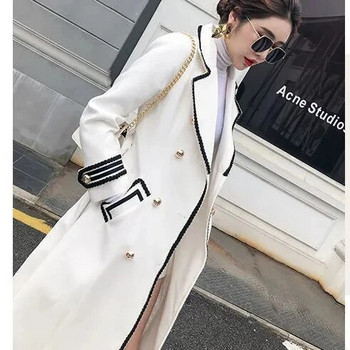 Λευκό μάλλινο παλτό Γυναικείο παλτό μεσαίου μήκους φθινοπώρου/χειμώνα μπουφάν British Hepburn Thicken Slim μαύρο διπλό παλτό καμπαρντίνα
