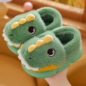 Aranyos rajzfilm dinoszaurusz gyerekeknek plüss papucs puha talp csúszásmentes télen meleg baba fiúk lányok beltéri otthoni sarokpapucs pamut cipők
