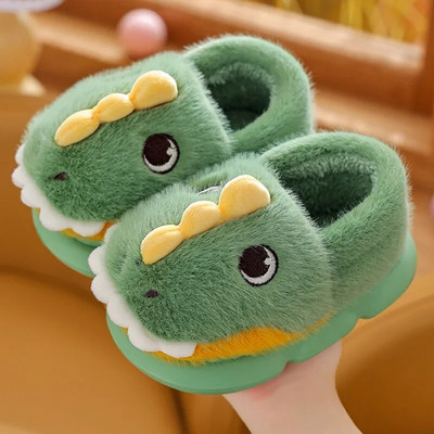 Aranyos rajzfilm dinoszaurusz gyerekeknek plüss papucs puha talp csúszásmentes télen meleg baba fiúk lányok beltéri otthoni sarokpapucs pamut cipők