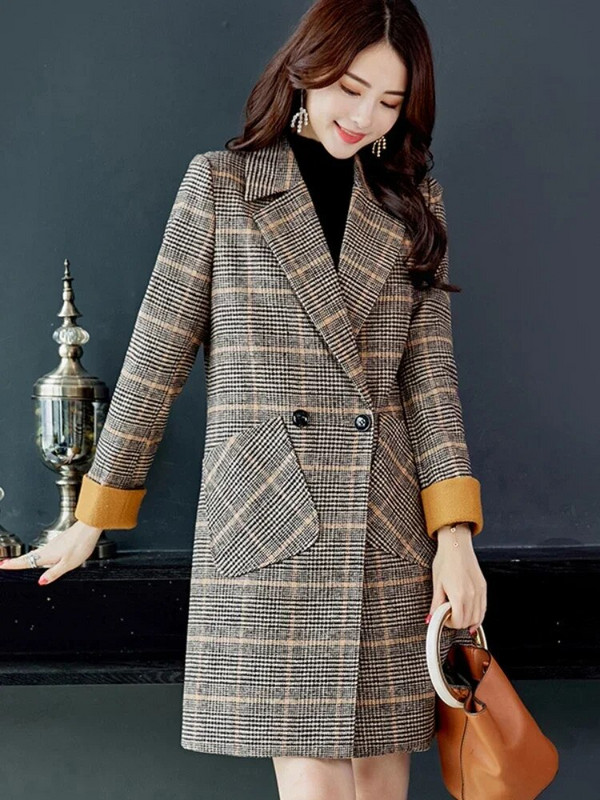 Női divat dzsekik 2024 őszi/téli kockás pólógallér ingázó utcai stílusú steppelt kabátok női ruházat dzsekik