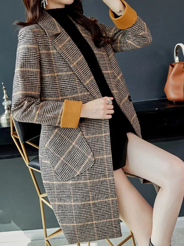 Női divat dzsekik 2024 őszi/téli kockás pólógallér ingázó utcai stílusú steppelt kabátok női ruházat dzsekik