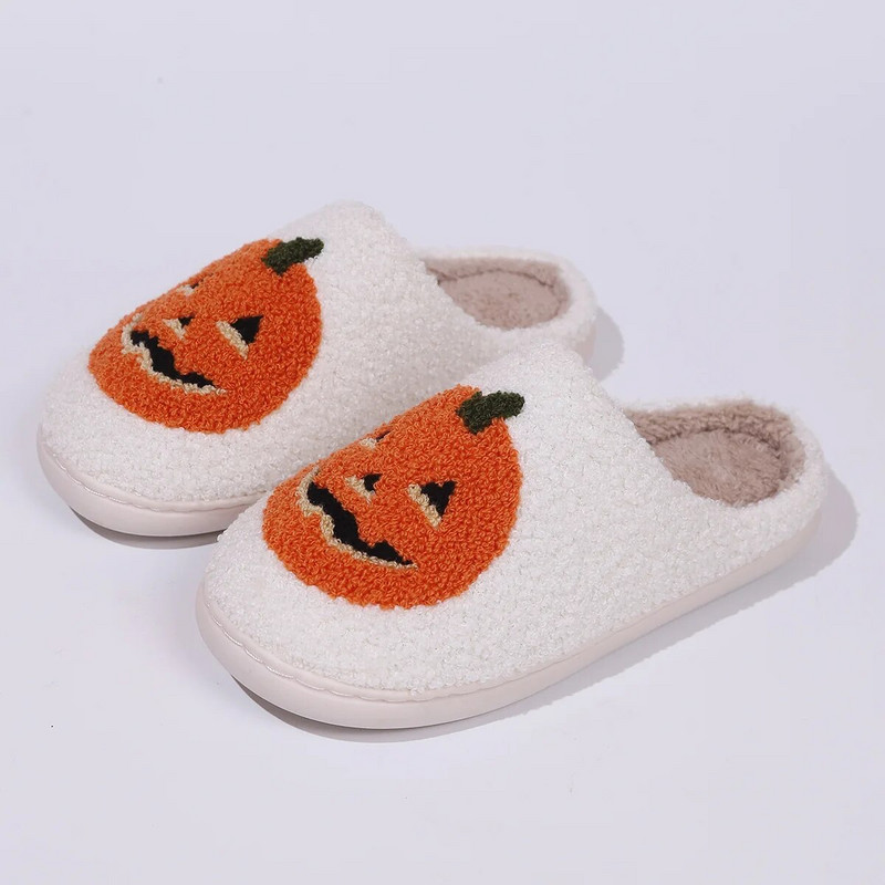 Halloween sütőtök pár pamut papucs otthon 2023 téli beltéri rajzfilm csúszda Lányok plüss alkalmi tervező cipők női