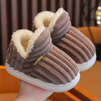 Детски многобройни сладки анимационни плоски плюшени чехли Мека подметка Нехлъзгаща се зимна топла бебешки момчета Момичета Домашни памучни обувки за сняг