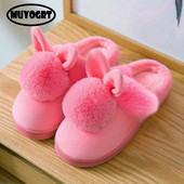 Pūkainas ziemas čības Sieviešu siltas mājas kurpes Jauki truša ausis Sieviešu pūkaini plīša čības Mājas iekštelpām Ikdienišķas Sieviešu Mīkstas Kurpes