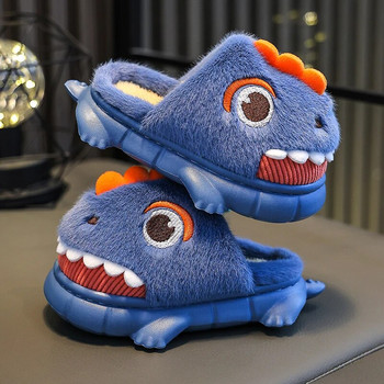 2023 Нов сладък анимационен динозавър Детски плюшени чехли Мека подметка Нехлъзгаща се зима Топли бебета Момчета Момичета Вътрешни домашни памучни обувки
