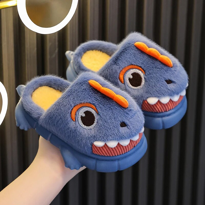 2023. gada jauna, jauka multfilma, dinozauri, bērnu plīša čības, mīksta zole, neslīdoša, ziemas silta, zīdaiņu zēnu meiteņu kokvilnas apavi iekštelpām
