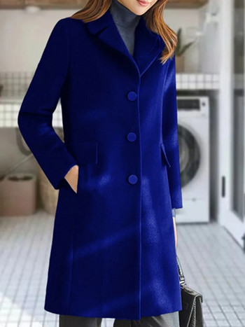 Κομψό μάλλινο παλτό για γυναίκες με μακρυμάνικο streetwear Κορεατικά μπουφάν μόδας μονόστορο 2023 Νέα φθινοπωρινά χειμωνιάτικα παλτό