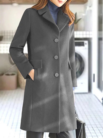 Κομψό μάλλινο παλτό για γυναίκες με μακρυμάνικο streetwear Κορεατικά μπουφάν μόδας μονόστορο 2023 Νέα φθινοπωρινά χειμωνιάτικα παλτό