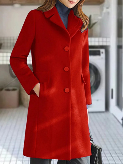 Elegants vilnas mētelis sievietēm ar garām piedurknēm ielas apģērbs korejiešu modes jakas, vienrindas 2023. gada jauni rudens ziemas mēteļi