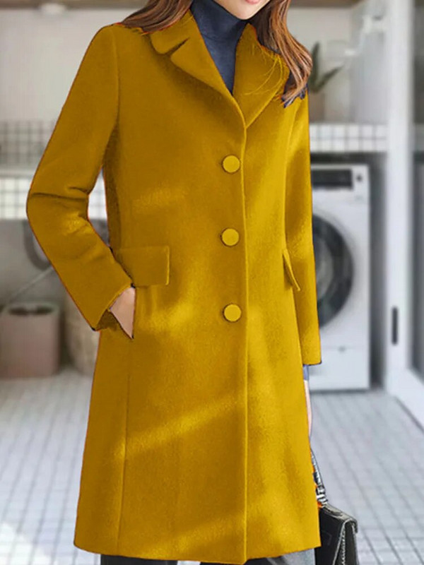 Elegants vilnas mētelis sievietēm ar garām piedurknēm ielas apģērbs korejiešu modes jakas, vienrindas 2023. gada jauni rudens ziemas mēteļi