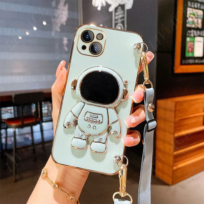 Astronaut Crossbody Lanyard tālruņa turētāja futrālis Xiaomi Redmi Note 11 Pro 12 8 8t 10 9 Pro Max 7 Redmi 9 9A 9T 9C statīva vāciņš