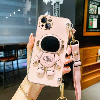 Astronaut Crossbody Lanyard tālruņa turētāja futrālis Xiaomi Redmi Note 11 Pro 12 8 8t 10 9 Pro Max 7 Redmi 9 9A 9T 9C statīva vāciņš