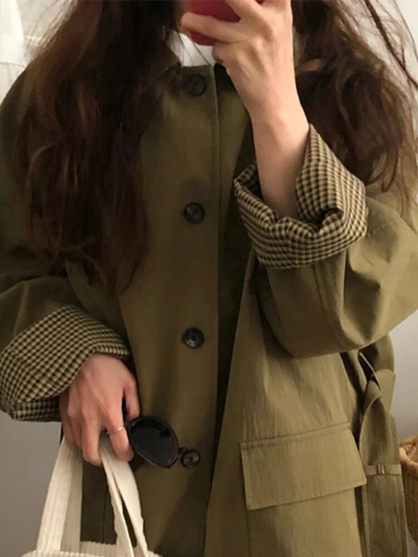 Lautaro pavasara rudens, garais, brīvs ikdienas elegants Trench mētelis sievietēm ar nolaižamām apkakles kabatām ar vienrindu korejiešu modes 2022. g.