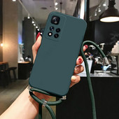 ar kakla siksnas šķidrā silikona futrālīti Xiaomi Mi 11 Lite 5G NE 10T 11T 12T 13T Poco M3 M4 F3 X5 Redmi Note 10 9 9s 8 Pro 11s