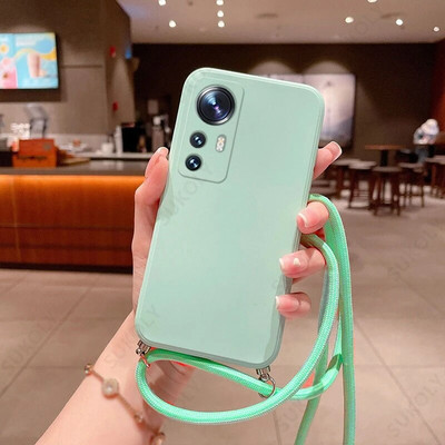 ar kakla siksnas šķidrā silikona futrālīti Xiaomi Mi 11 Lite 5G NE 10T 11T 12T 13T Poco M3 M4 F3 X5 Redmi Note 10 9 9s 8 Pro 11s