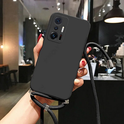 ar kakla siksnas šķidrā silikona futrālīti Xiaomi Mi 11 Lite 5G NE 10T 11T 12T 13T Poco M3 M4 F3 X5 Redmi Note 10 9 9s 8 Pro 11s