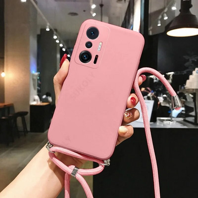 ar kakla siksnas šķidrā silikona futrālīti Xiaomi Mi 11 Lite 5G NE 10T 11T 12T 13T Poco M3 M4 F3 X5 Redmi Note 10 9 9s 8 Pro 11s