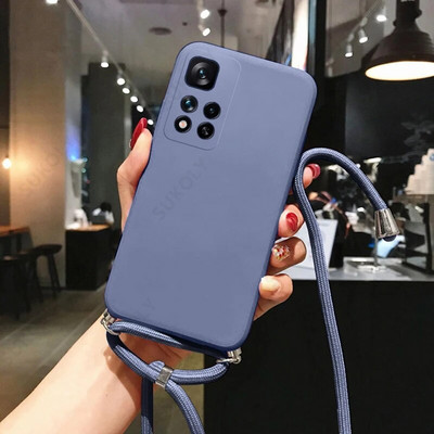 ar kakla siksnas šķidrā silikona futrālīti Xiaomi Mi 11 Lite 5G NE 10T 11T 12T 13T Poco M3 M4 F3 X5 Redmi Note 10 9 9s 8 Pro 11s