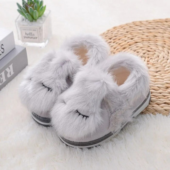 Бебешки момичета Сладък заек Стайни чехли Детски топли комфортни зимни обувки за момчета Деца Космати меки животински обувки Подарък
