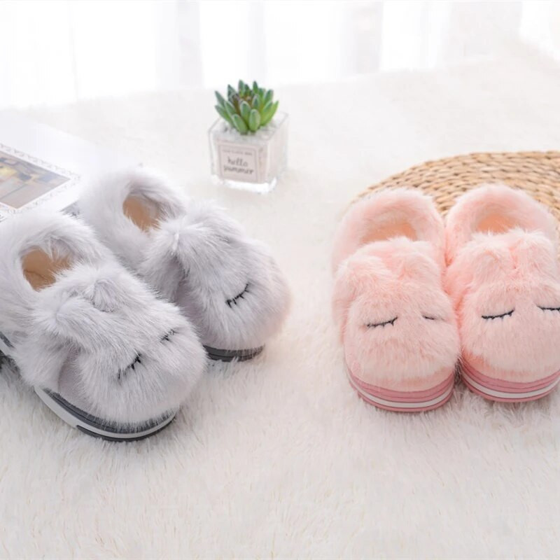 Tüdrukutele armsad jänese toasussid lastele soojad mugavad talvejalatsid poistele, lapsed, karvased pehmed loomakingad