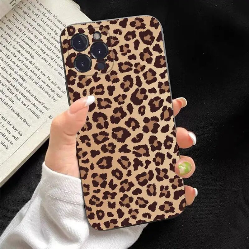 Leopard print Phone Case Silikone Soft priekš iphone 14 13 12 11 Pro Mini XS MAX 8 7 6 Plus X XS XR Cover