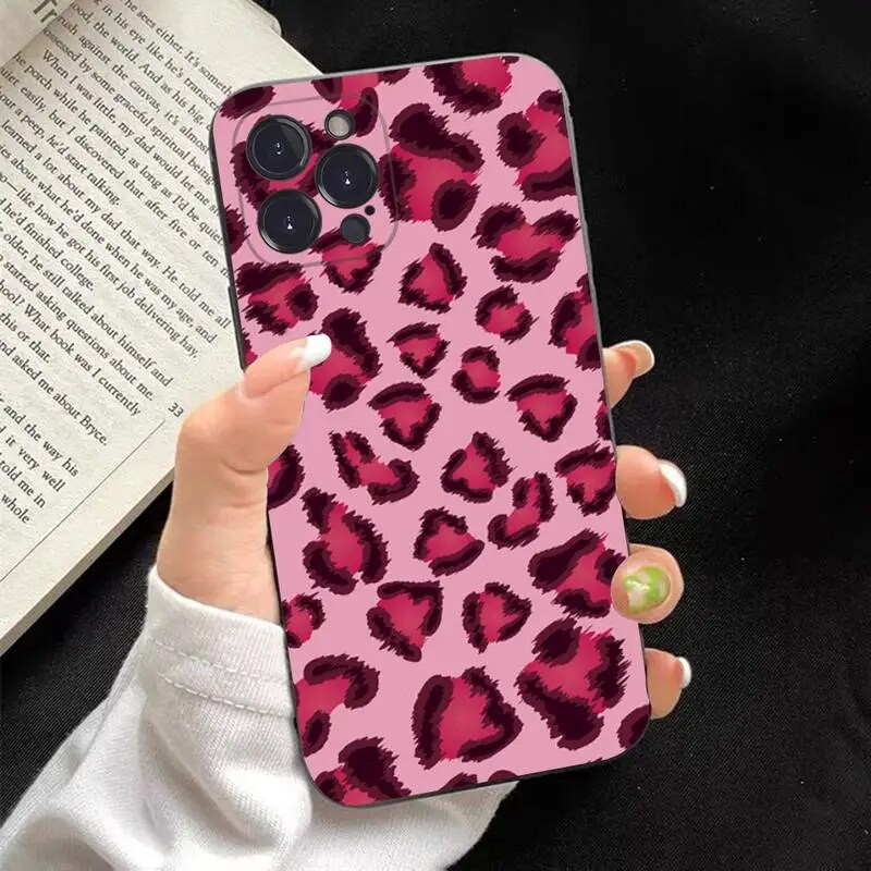 Leopard print Phone Case Silikone Soft priekš iphone 14 13 12 11 Pro Mini XS MAX 8 7 6 Plus X XS XR Cover