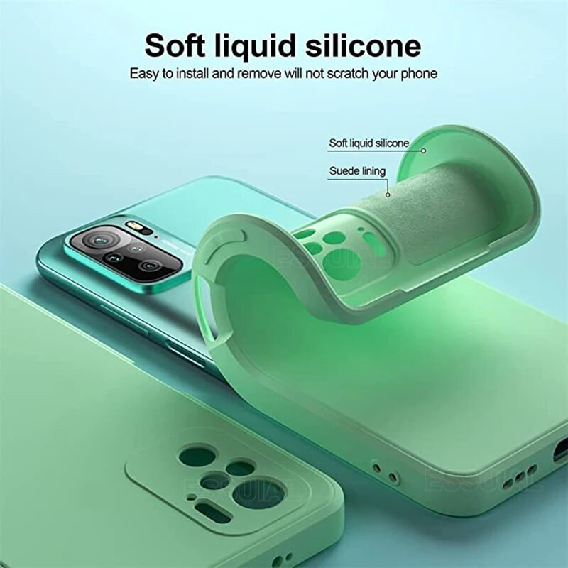 Puha négyzet alakú folyékony szilikon tok Xiaomi Redmi Note 10 9 8 7 Pro 9S Redmi K40 K20 9A Mi 11 10 10T Pro Lite 9 SE Poco F3 burkolathoz