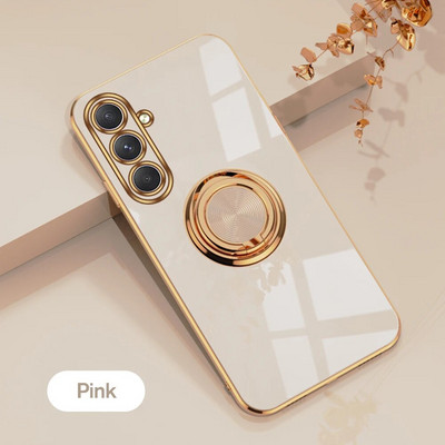 Plating Gold Frame TPU Soft Cover za Samsung Galaxy A54 5G Case Samsung A54 A14 A34 A 54 2023 Magnetski držač Prsten Protect Funda