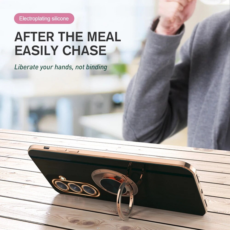 Επιχρυσωμένο πλαίσιο TPU Μαλακό κάλυμμα για Samsung Galaxy A54 5G Θήκη SamsungA54 A14 A34 A 54 2023 Μαγνητικό δαχτυλίδι στήριξης Protect Funda