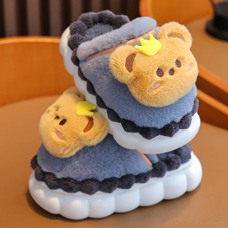 Jaunas ziemas bērnu kokvilnas čības Jauki multfilmas Trusītis Mazais Lācītis Neslīdoša Mīksta Zole Meiteņu Zēni Iekštelpu Silti Plīša Mājas Apavi