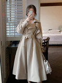 LANMREM Solid Patchwork Trench Sieviešu mētelis ar garām piedurknēm dubultrindas ar augstu jostasvietu Sieviešu apģērbi 2023 Jauns 2YA1153