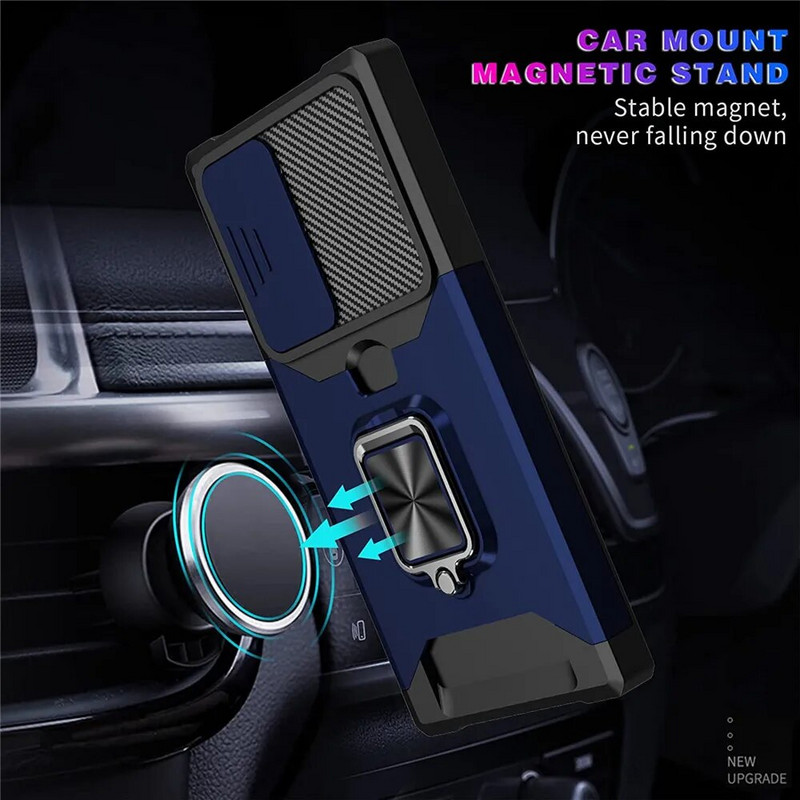 S23 Ultra Case kartes slota soma pirkstu gredzena turētāja statīva vāciņš Samsung Galaxy S23 Ultra S22 S21 FE Plus Phone Funda priekš S23+ 22