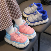 Jaunas ziemas ūdensnecaurlaidīgas kokvilnas čības Bērnu multfilma Neslīdoša mīksta zole Bērni zēni meitenes papēži silti plīša augstas mājas apavi