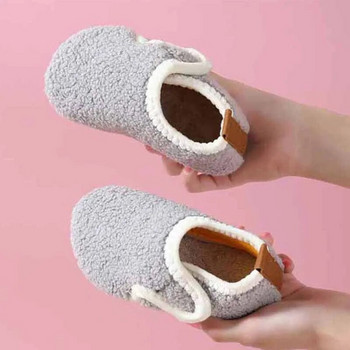 Детски памучни обувки Зимни бебешки удебелени топли домашни обувки Boys Plus Кашмир Нехлъзгащи се семейни обувки Обувки с кука за момичета