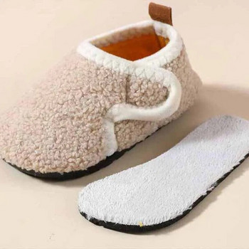 Детски памучни обувки Зимни бебешки удебелени топли домашни обувки Boys Plus Кашмир Нехлъзгащи се семейни обувки Обувки с кука за момичета
