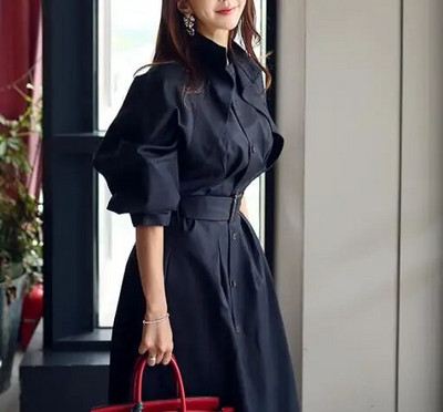 Darba apģērbs Pavasara rudens garais mētelis sieviešu tranšeja virsdrēbes ar garām piedurknēm Elegants, krāsains mētelis ar vērtnēm SL102