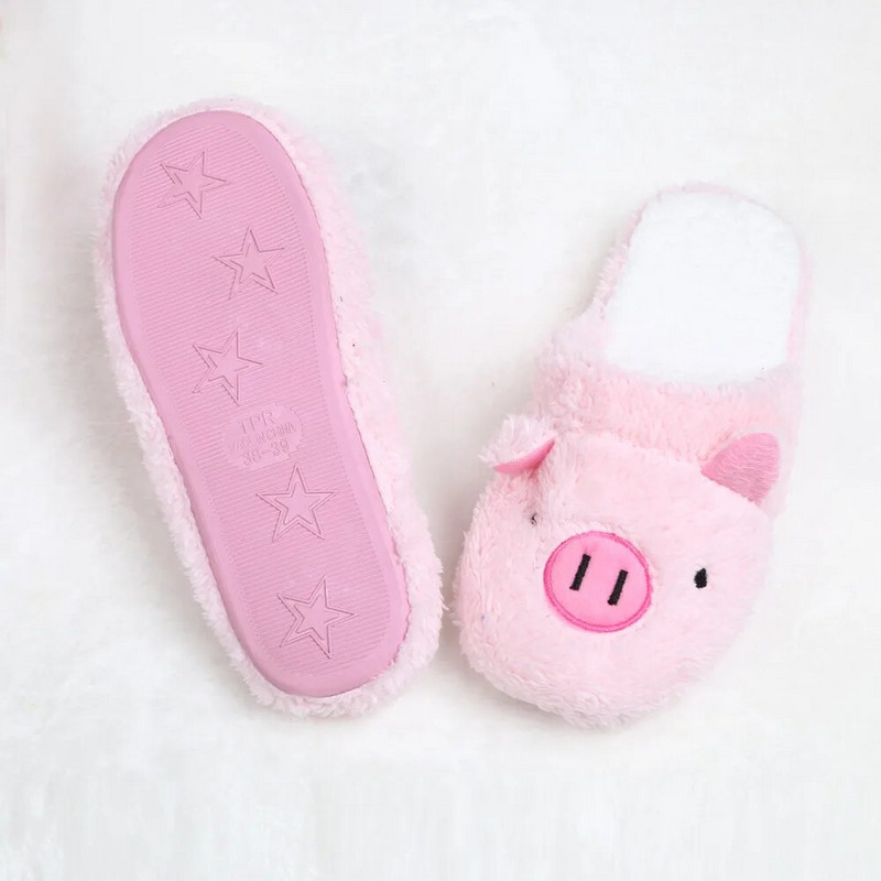 Sieviešu ziemas čības Chinelos Pantufas Adulto Fashion Lovely Bear Pig Indoor House čības ar kažokādu Jaunas mājas kurpes sievietēm